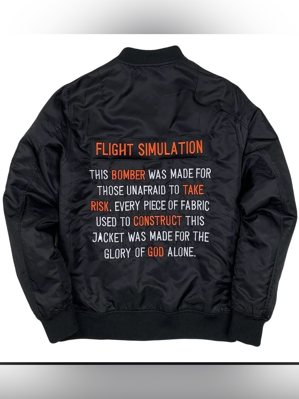 Act of Homage Christian Streetwear Flight Simulation Black Bomber Jacket XL